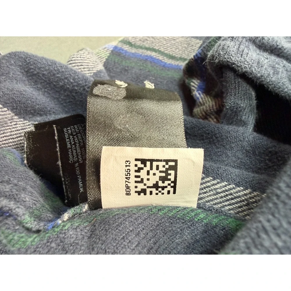 The North Face Plaid Flannel Button Down Shirt Navy Blue Granola Gorpcore Mens M